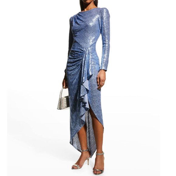 SHO Sequin Long Sleeve Open Back High Low Dress - Picture 2 of 5